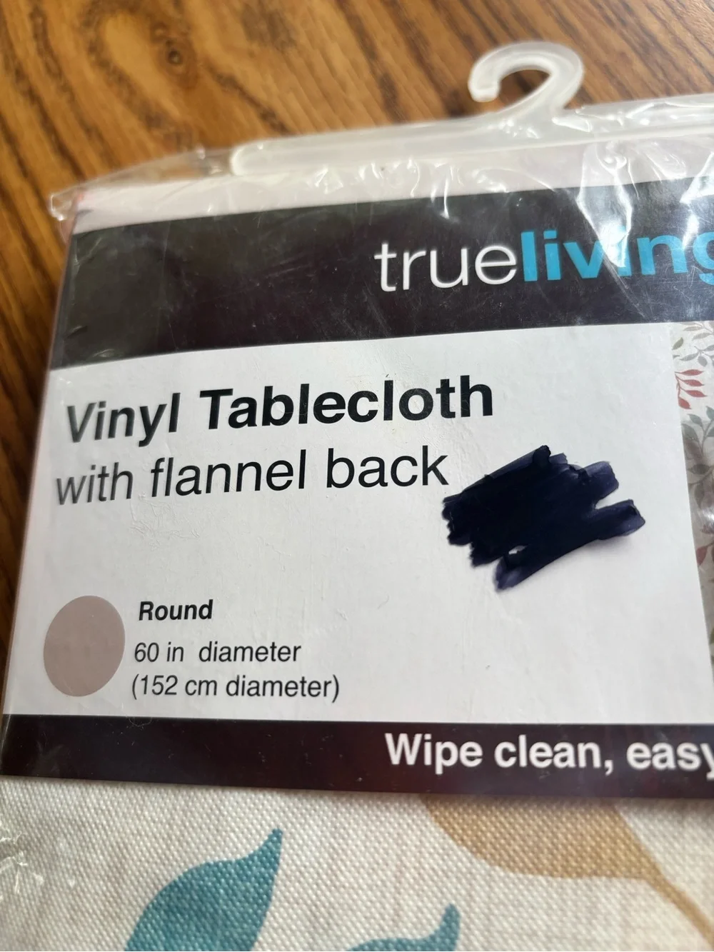 trueliving Round 60” Vinyl Tablecloth with Flannel Back - Multicolor Leaf Print